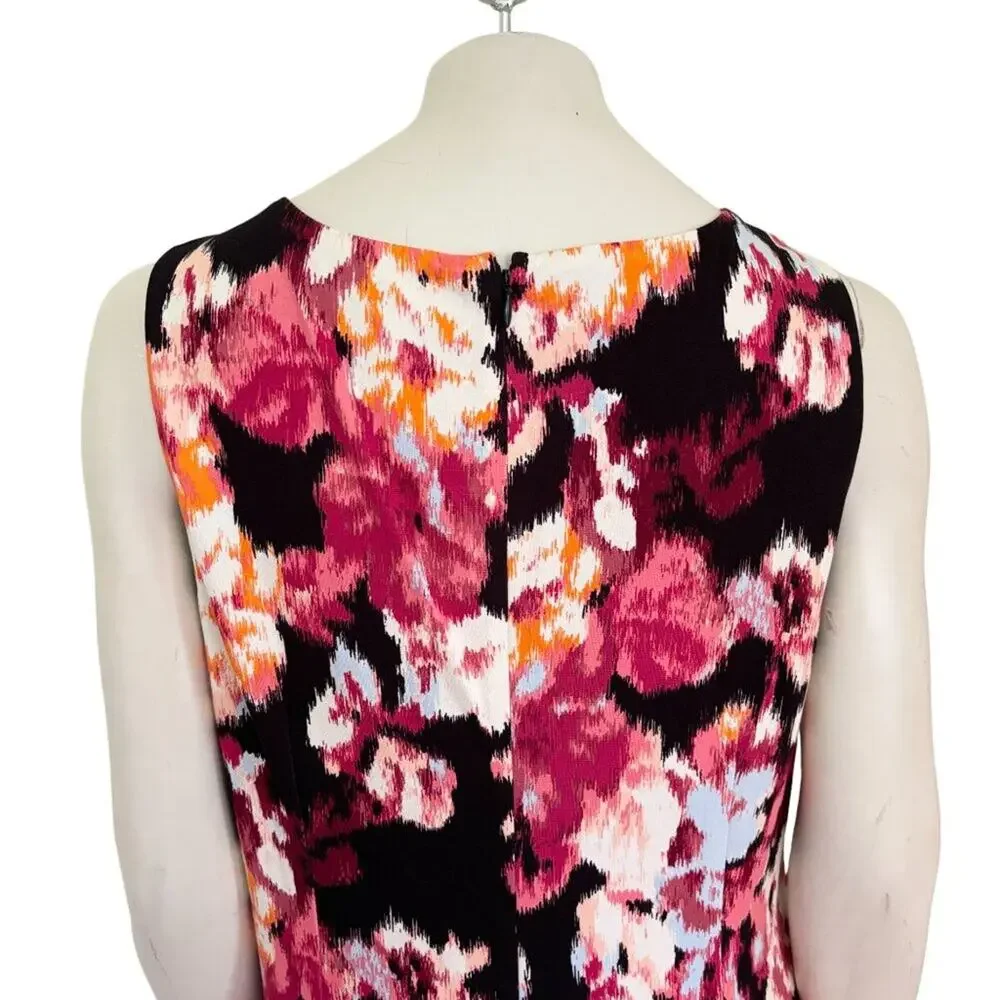 NWT CHICO'S Sleeveless Shift Ponte Dress in Black Florals  SZ 14
